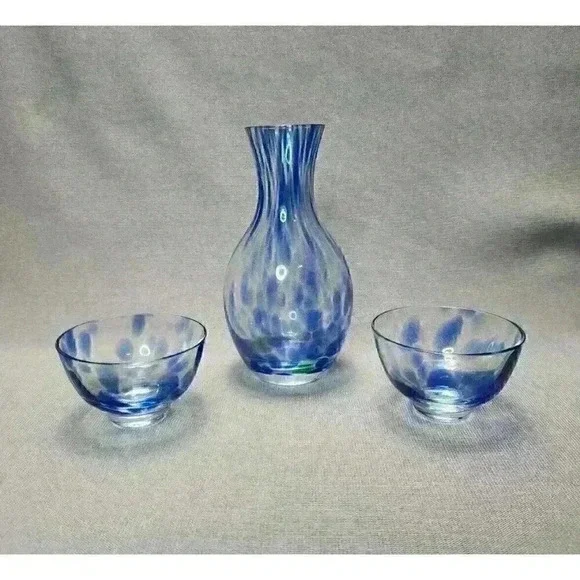 Vintage Tokkuri & Guinomi / Ochoko Sake Cups Murano Style Art Glass Hand Blown - Picture 3 of 5